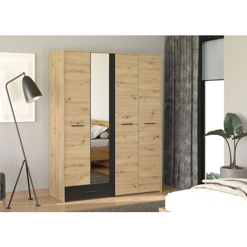 Riidekapp VARADERO 4K1F1O artisan tamm/must