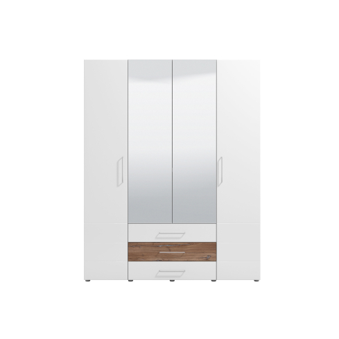 Riidekapp MASILIA 4K3F2O valge/tamm