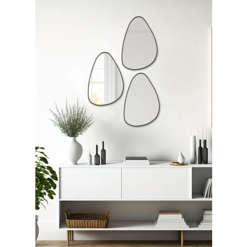 Erikujuline peegel BRITTA 50 cm must