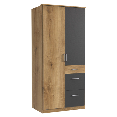 Riidekapp CLICK 624 tamm/tumehall