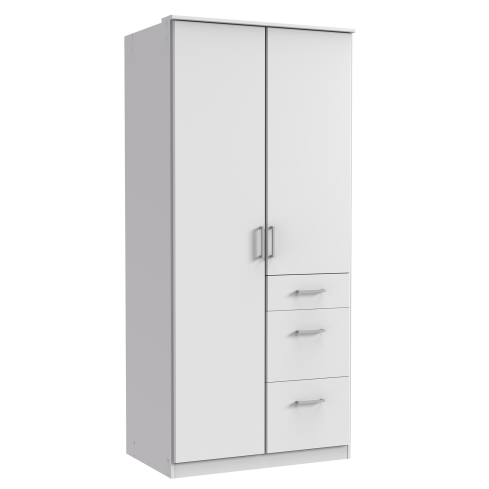 Click Riidekapp 150624 valge (2ust+3sahtlit) 90x199x58