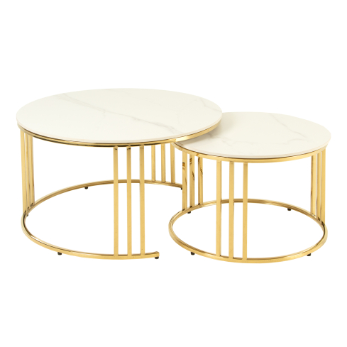 Diivanilaua komplekt KJCT001-S valge marmor/kuldne