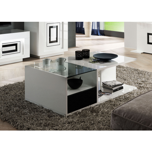 Diivanilaud RIVA 2 2T valge/must