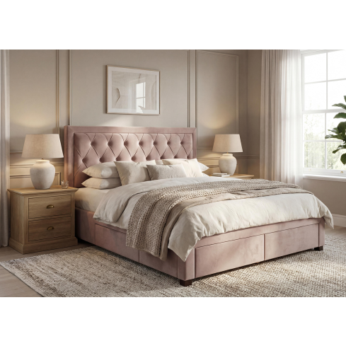 Voodi ENGLAND roosa samet