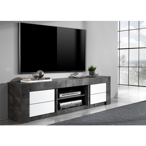 TV-alus CAPRI valge/tumehall