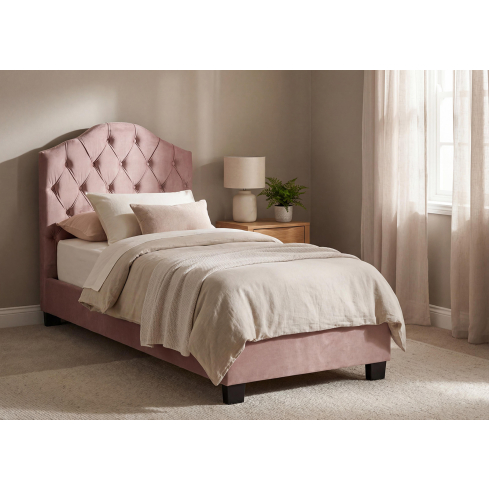 Voodi PERTH roosa samet