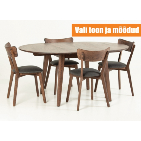 Söögilaud GENEVA Select Walnut (110-160x110 cm) (Õlivaha)