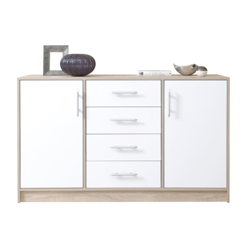 Kummut SMART suur valge/sonoma tamm