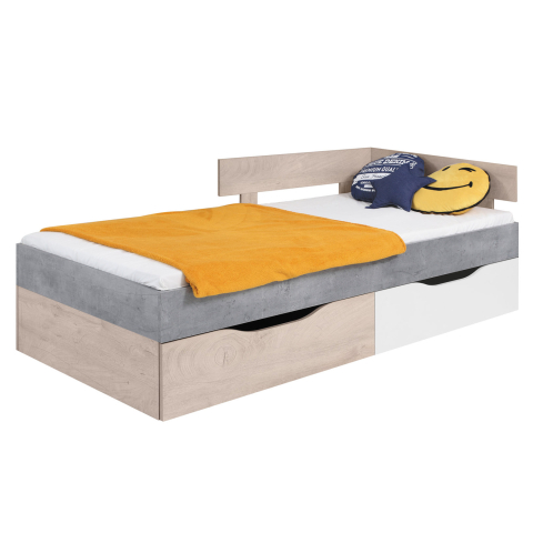 Voodi SIGMA 15 hall/valge/tamm 90x200 cm