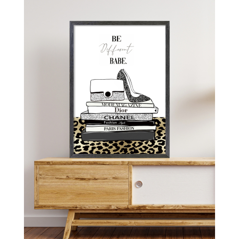 Poster LEOPARD musta raamiga