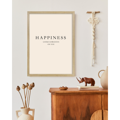 Poster HAPPINESS puidust raamiga