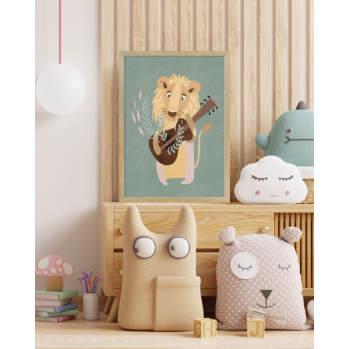 Poster LION puidust raamiga