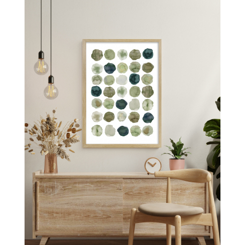 Poster GREEN DOTS puidust raamiga