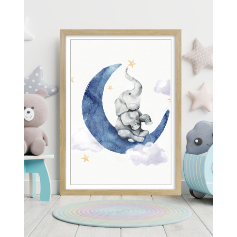 Poster ELEPHANT puidust raamiga