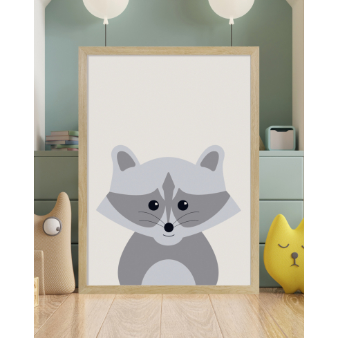 Poster RACCOON puidust raamiga
