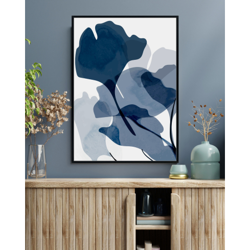 Poster BLUE FLOWER musta raamiga