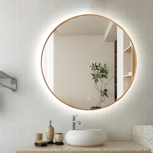 Seinapeegel SONNY kuldne valgustusega