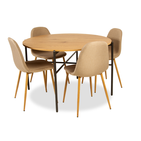 Komplekt laud CORTO tamm + 4 tooli BREEZE kollakashall