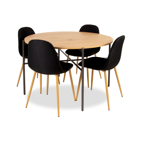 Komplekt laud CORTO tamm + 4 tooli BREEZE must