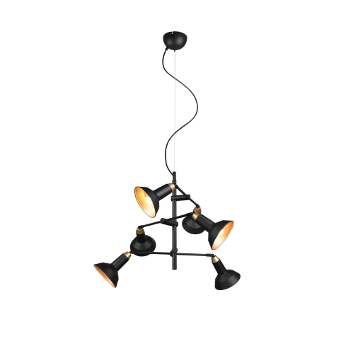 Rippvalgusti ROXIE 6-ne matt must/kuldne