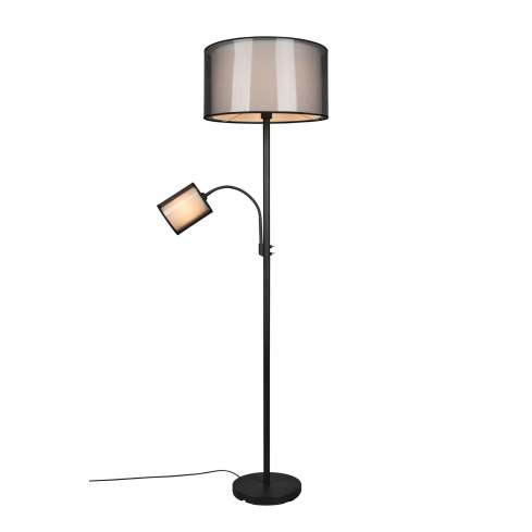 Põrandalamp BURTON lugemislambiga matt must