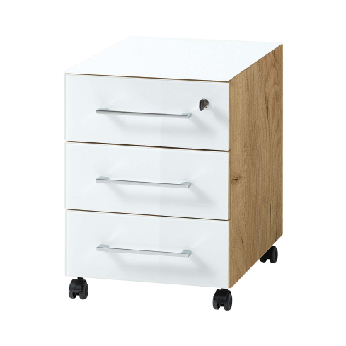 Sahtliboks ratastel MONTERIA 4201 tamm/valge