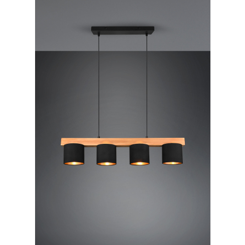 Rippvalgusti CAMERON puit/must