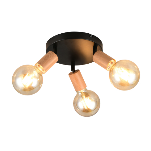 Kohtvalgusti LAMEGO 3-ne must/puit