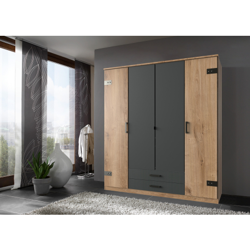 Riidekapp CORK 473 tamm/tumehall